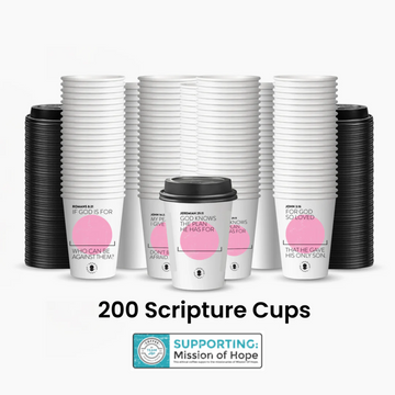 Scripture Cups – 200 Double-Wall Cups & Lids Featuring God’s Word