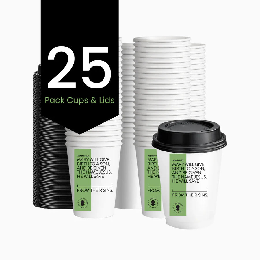 25 Christmas Scripture Coffee Cups & Lids 12oz