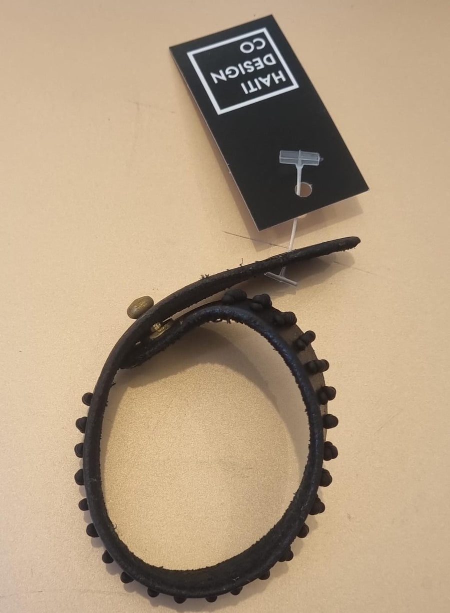 WE BLACK Leather Bead Bracelet